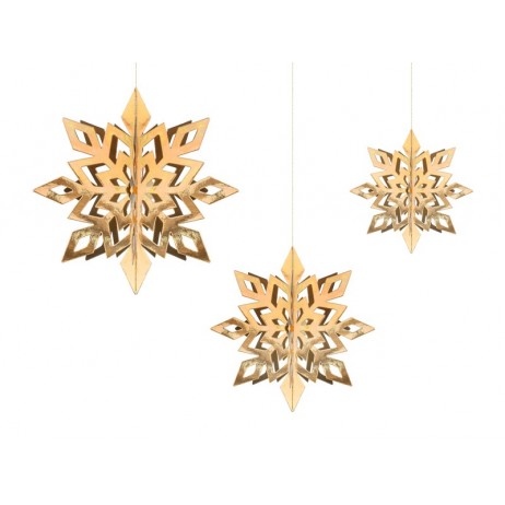 6 Stk Hængende guld stjerne dekorationer
