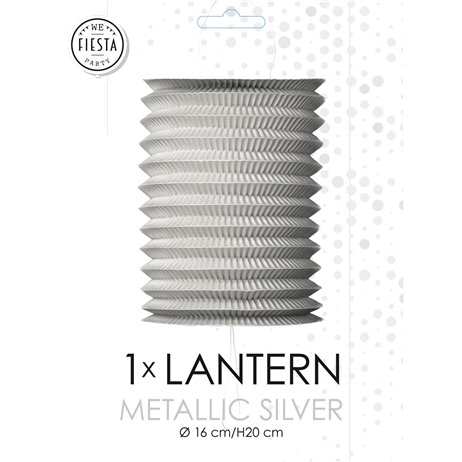Kinesiske papirlanterner - Sølv metallic 16 x 20 cm