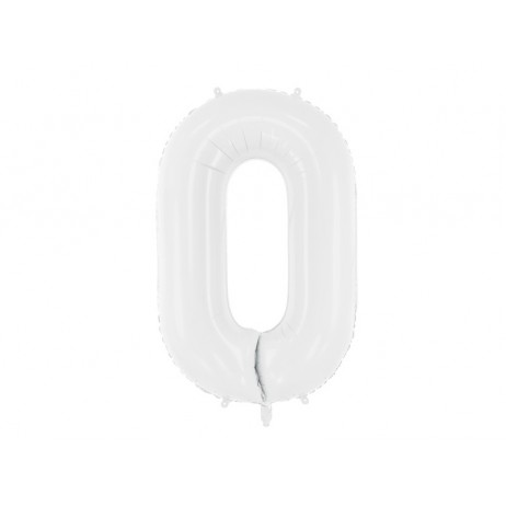Hvid 0 tal ballon -  ca 86 cm