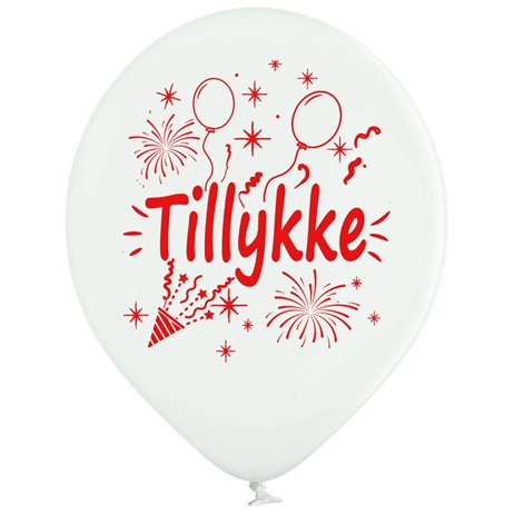 10 stk. Tillykke hvide balloner