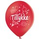 10 stk. Tillykke røde og hvide balloner