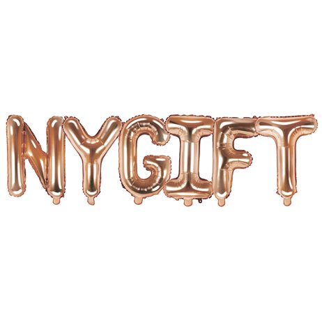 Nygift - tekst 14" pakket i sæt - rose guld Nygift - tekst 14" pakket i sæt - rose guld