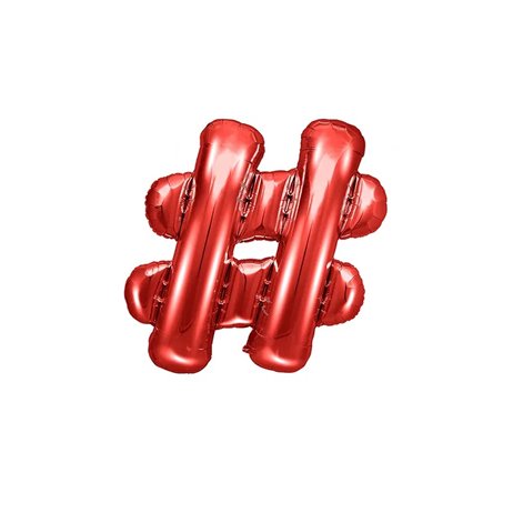 Rød hashtag ballon - ca 35 cm