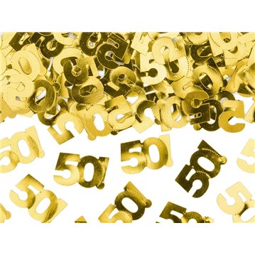 15 gr. Guld 50 år Metallic konfetti 15 gr. Guld 50 år Metallic konfetti