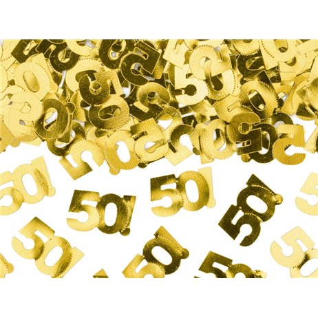 15 gr. Guld 50 år Metallic konfetti 15 gr. Guld 50 år Metallic konfetti