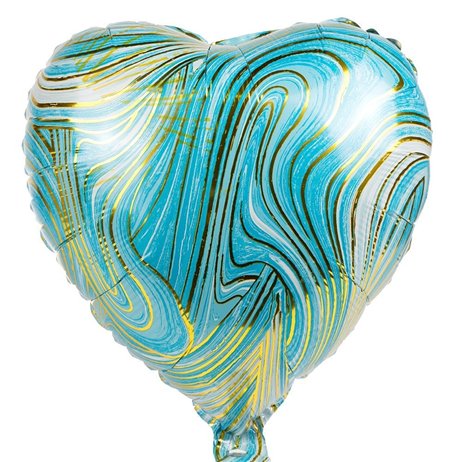 Marmoreret hjerte blå folieballon 18"