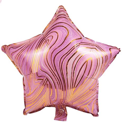 Marmoreret stjerne pink folieballon 18" Marmoreret stjerne pink folieballon 18"