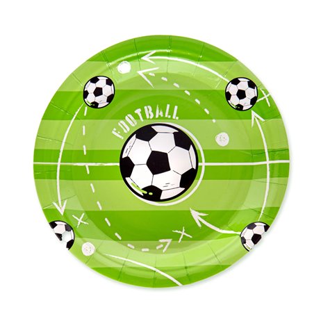 6 stk Paptallerken Fodbold - 18cm