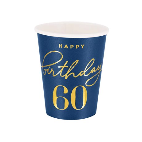 6 stk Papkrus - 60 års Birthday 220ml 6 stk Papkrus - 60 års Birthday 220ml