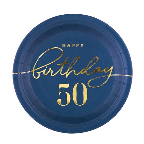 6 stk Paptallerken 50 års Birthday - 18cm