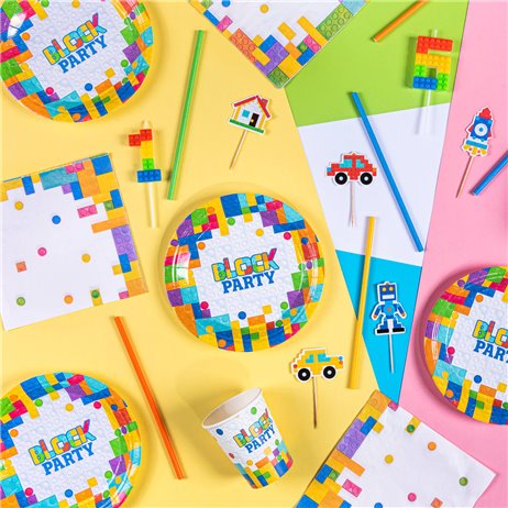 6 stk Paptallerken Block Party - 18cm 6 stk Paptallerken Block Party - 18cm
