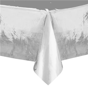 1 stk. Plastikdug Metallic Sølv 274x137 cm – Miljøvenlig elegance til enhver fest