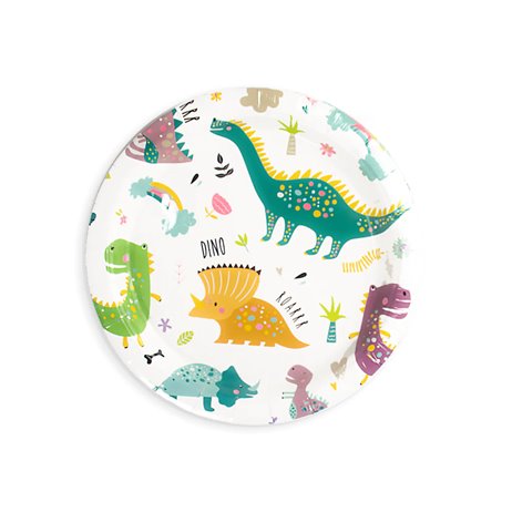 6 stk Paptallerken Dinosaurer - 18cm