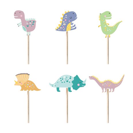 6 stk Cake topper Dinosaurs tema