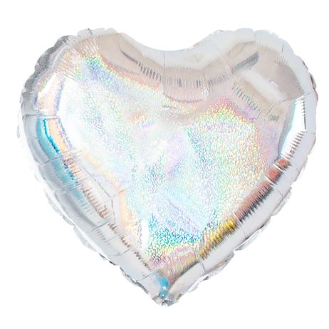 Holografisk sølv hjerte 18" folieballon