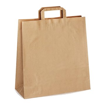 25 stk. Bærepose i Brun Papir med Hank - Robust 14L til Takeaway & Dagligvarer