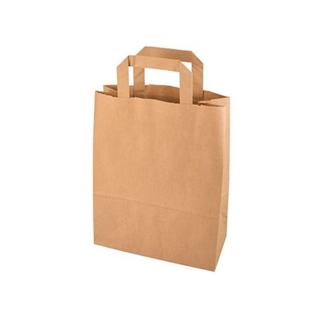 50 stk. Papirpose 22x10x28 cm 6 L brun papir med hank 50 stk. Papirpose 22x10x28 cm 6 L brun papir med hank