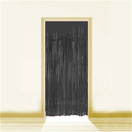 Sort lametta - dørforhæng - 90x250cm