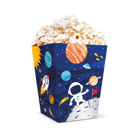 6 stk Popcornæsker Space tema