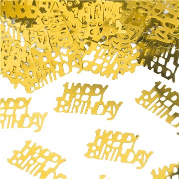 15 gr. Konfetti Guld 'Happy Birthday' – Festlig glans til bordet eller dekoration