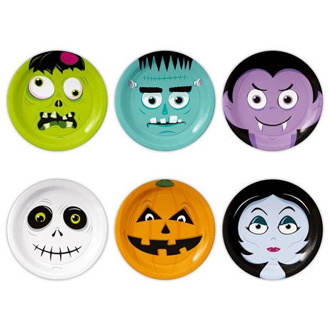 7 stk Paptallerken Monsters - 18cm