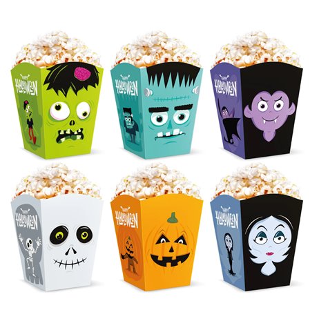 6 stk Popcornæsker Monster design