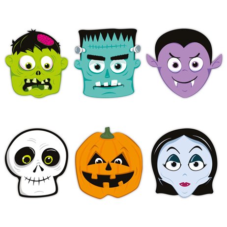 6 stk Papirmasker Monsters 24x23cm