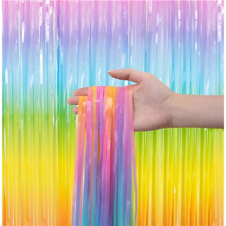 Pastel regnbue farver lametta - dørforhæng - 100x200cm