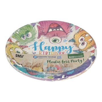 10 stk Paptallerken Funny Monsters - 23cm 10 stk Paptallerken Funny Monsters - 23cm