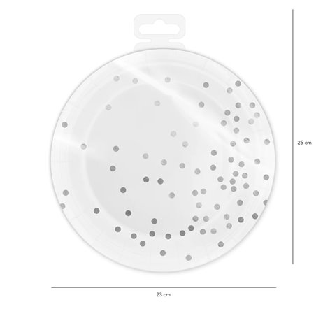 6 stk Paptallerken Hvid med sølv stjerne 23 cm 6 stk Paptallerken Hvid med sølv stjerne 23 cm