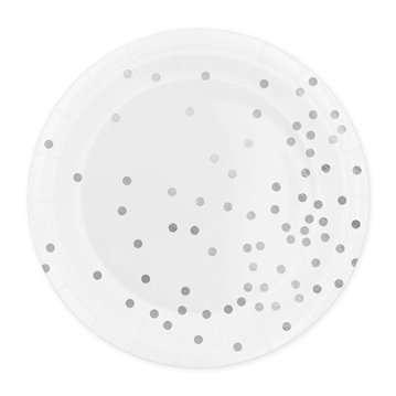 6 stk Paptallerken Hvid med sølv stjerne 23 cm 6 stk Paptallerken Hvid med sølv stjerne 23 cm