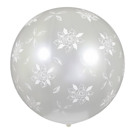 1 stk Kæmpe ballon "Hvide roser"- 80 cm Perlehvid