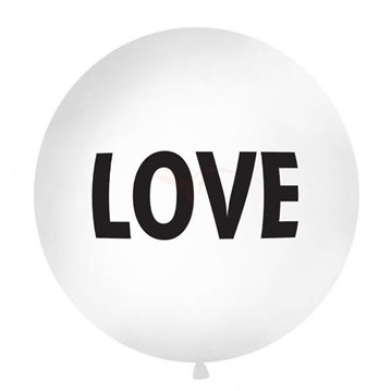 1 stk Kæmpe ballon "Love is in the air"- 1 meter hvid 1 stk Kæmpe ballon "Love is in the air"- 1 meter hvid