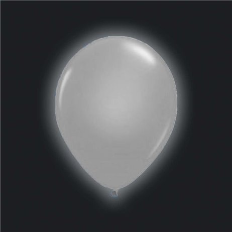 5 stk. Balloner med led lys. - Sølv -  str.11"