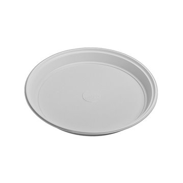 100 stk Genbrugelige Plastik tallerken hvide 22cm