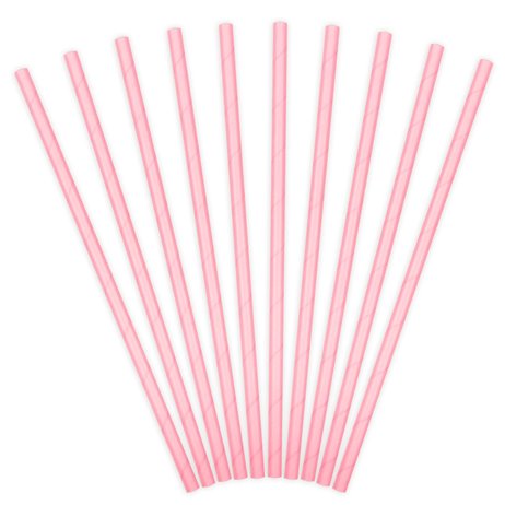 10 stk Papirsugerør Ensfarvede pink