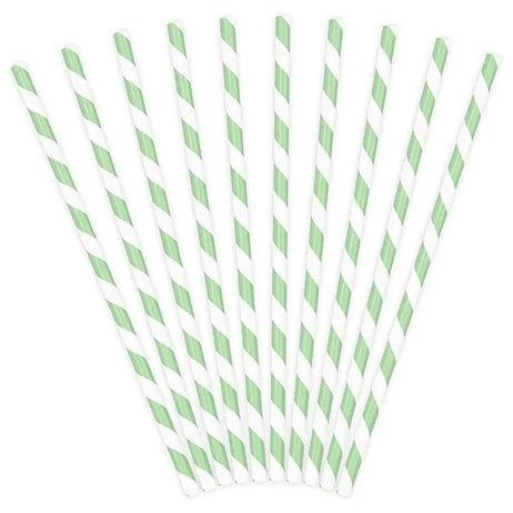 10 stk Papirsugerør Twiste lysegrøn - hvid