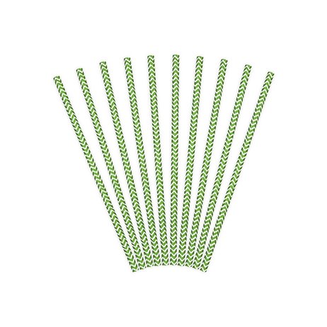 10 stk Papirsugerør Zigzag grøn - hvid