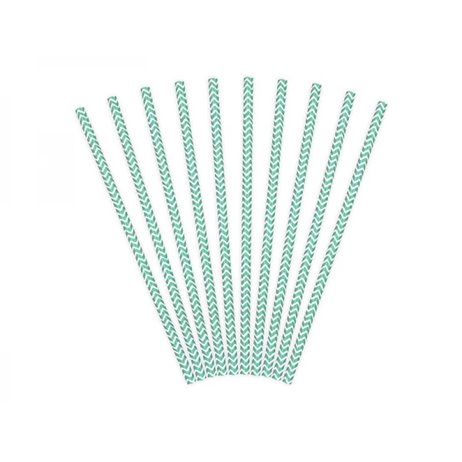 10 stk Papirsugerør Zigzag turkis - hvid 10 stk Papirsugerør Zigzag turkis - hvid
