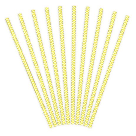 10 stk Papirsugerør Zigzag gul - hvid