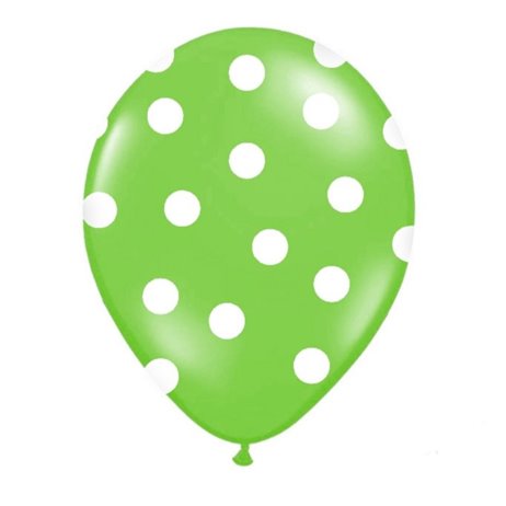 6 stk Lysegrøn balloner med hvide prikker