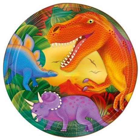 8 stk Paptallerkner Dinosaurer 23 cm