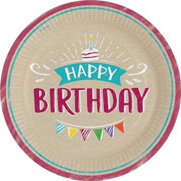 8 stk Paptallerkner  My Birthday Party 23 cm