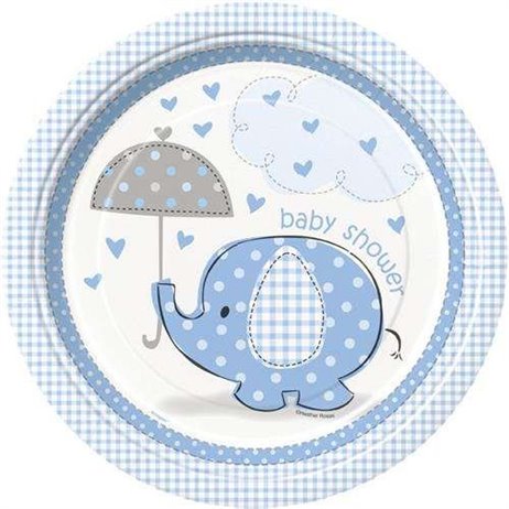 8 stk Paptallerkner Baby Shower lyseblå  - 21,9 cm