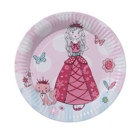 8 stk Paptallerkner Prinsesse  - 23 cm