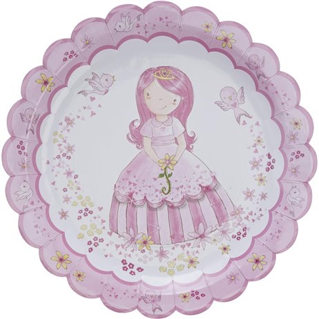 8 stk Paptallerkner Prinsesse  - 23 cm