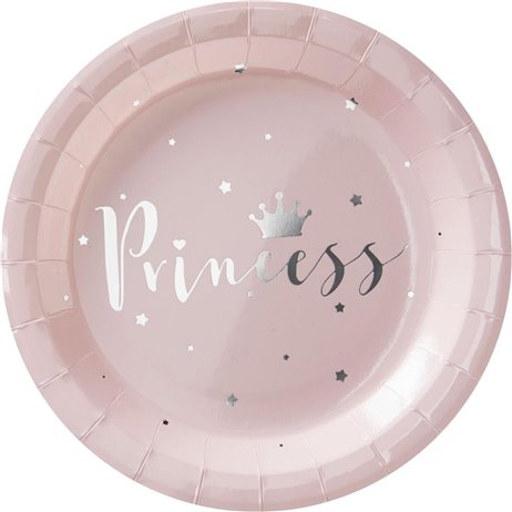 8 stk Paptallerkner Prinsesse  - 23 cm