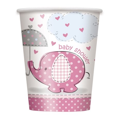 8 stk Papkrus - Lyserød Baby shower 270ml