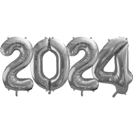 2023 tal 14" pakket i sæt - sølv- folieballon