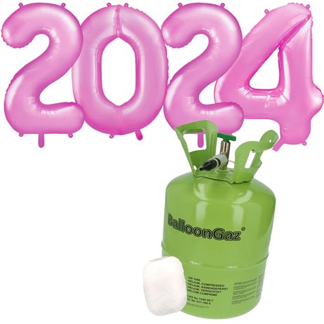 2024 Lyserød tal 34" pakket i sæt med Helium
